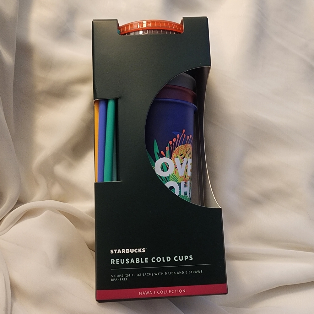 Starbucks 2020 Hawaii Collection Exclusive 24oz Reusable 5-pack Cold Cups Aloha
